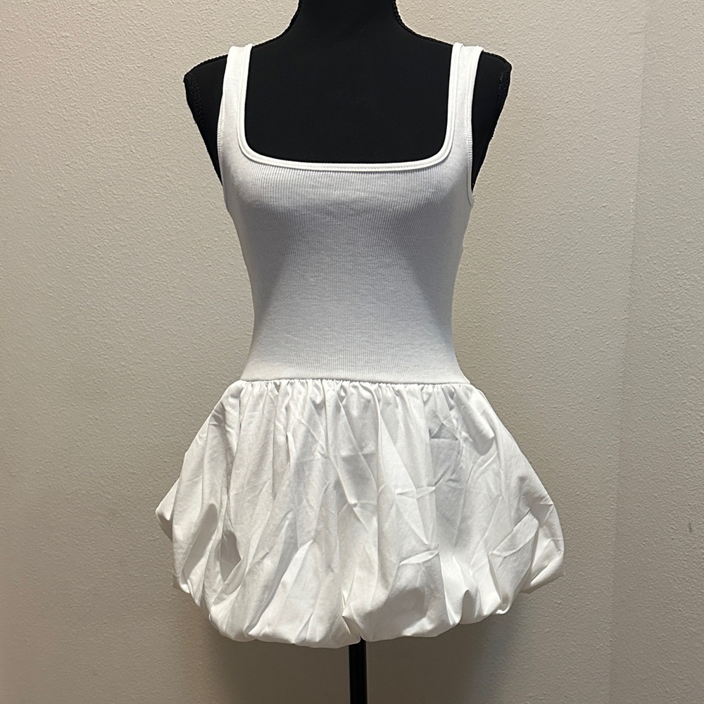 SHEIN White bubble hem Mini Dress NWT